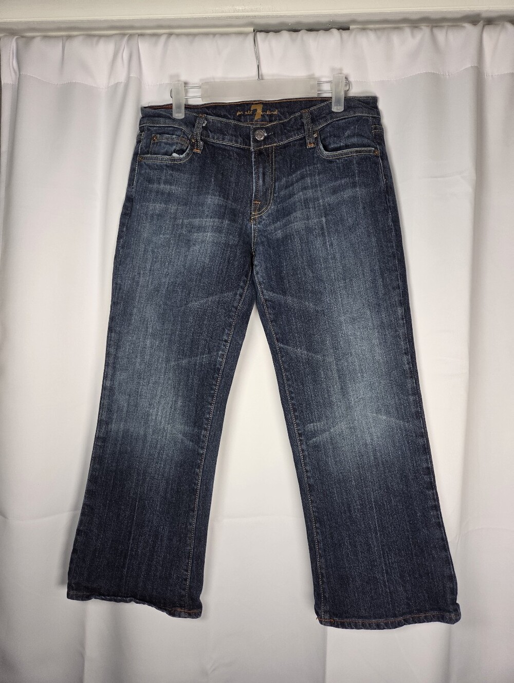 7 Seven For All Mankind Wide Leg Crop Capri Denim Blue Jeans Women's 30